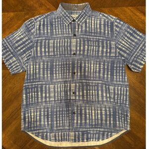 Tommy Bahama Mens Short Sleeve Button Up Shirt Blue White Pattern‎ L |R1